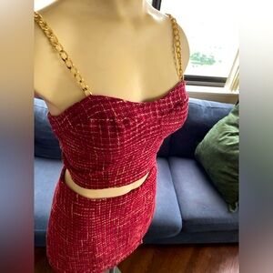 Two piece set crop top and mini skirt